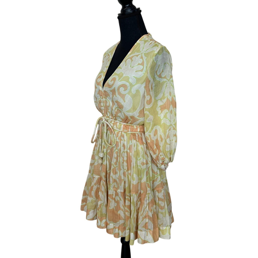 Alexis Yellow Boho Mini Dress XS Party Vacation Designer Cottagecore Cotton $600 - Picture 5 of 13